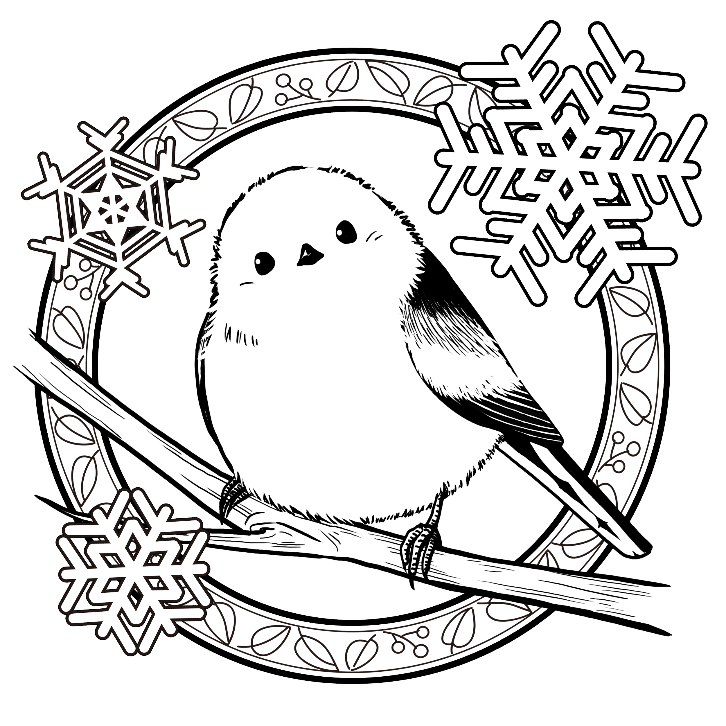 EggnWorks Museum エッグンワークス ミュージアム 雪とシマエナガ２（飾り枠あり）kuri