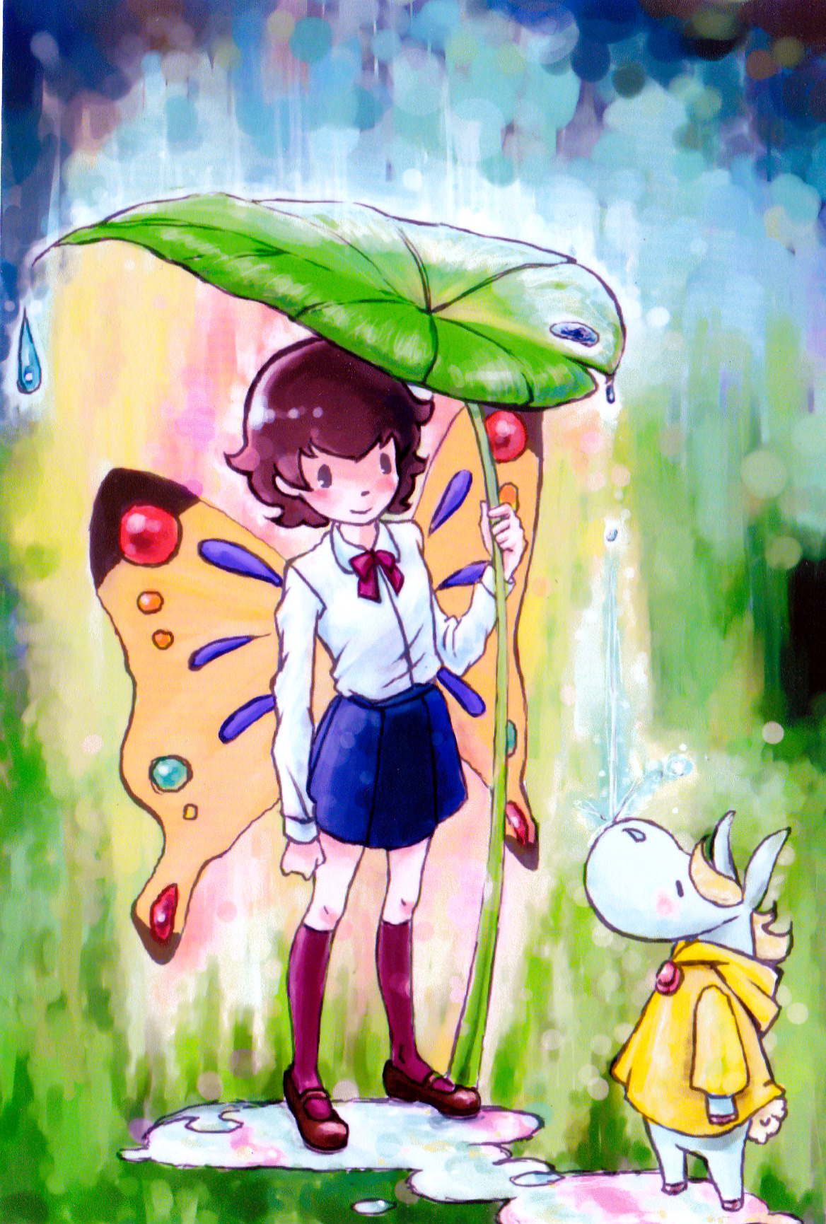 全国デザイン選手権　ポストカード　ステッカー　ツクルヒトタチ博in京都文化博物館2025 EggnWorks Museum エッグンワークス ミュージアム 葉っぱの傘くろいゆき