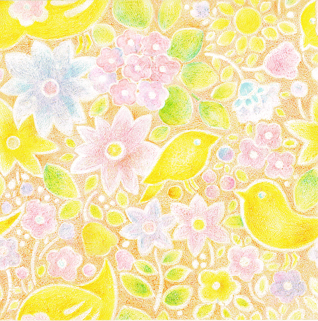 EggnWorks Museum エッグンワークス ミュージアム 黄色い鳥と花Ojiro