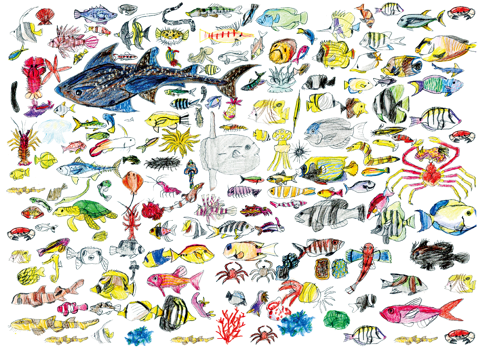 全国デザイン選手権　ポストカード　ステッカー　ツクルヒトタチ博in京都文化博物館2025 EggnWorks Museum エッグンワークス ミュージアム さとうみで泳ぐ魚たちICHI