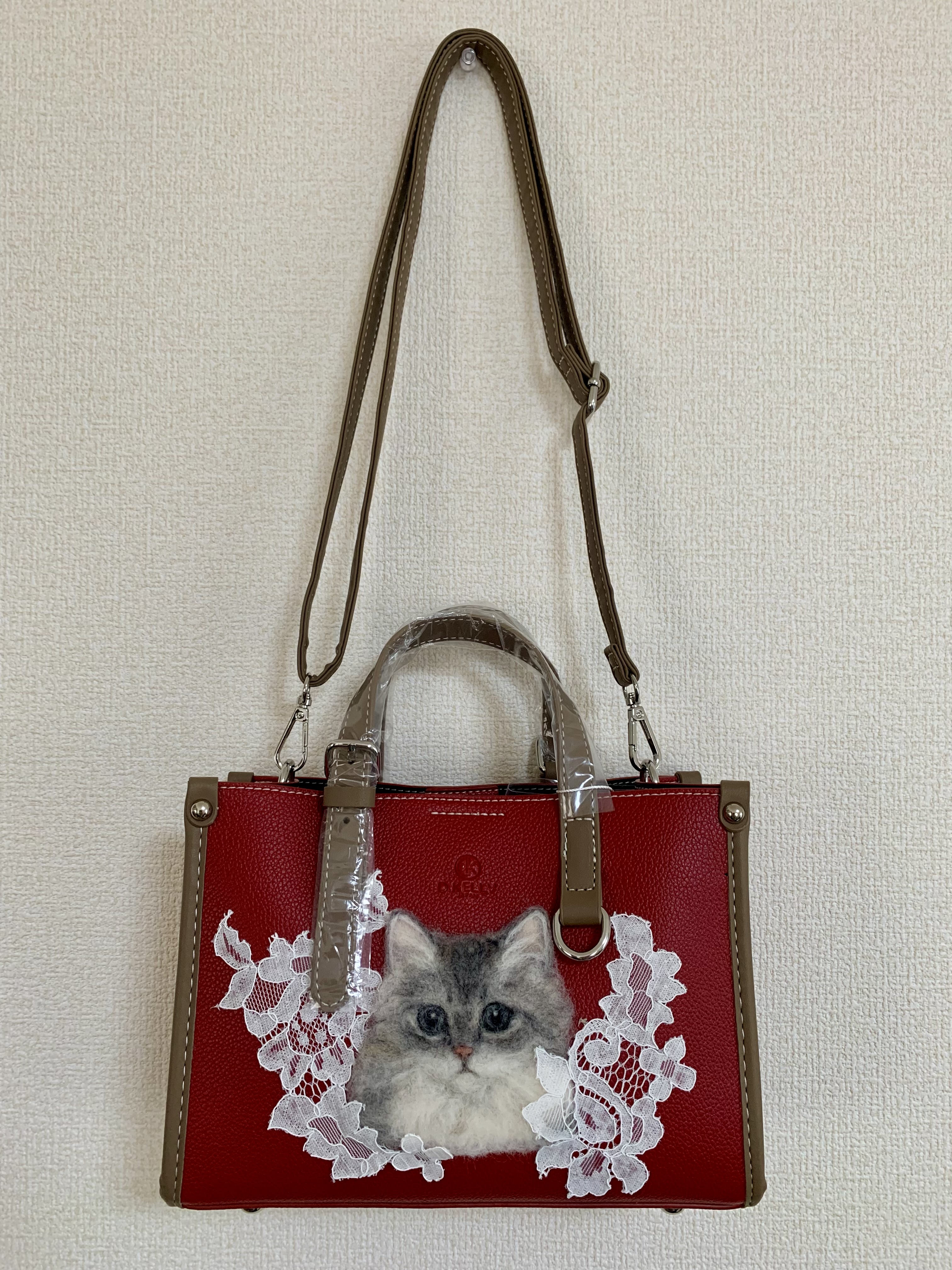 EggnWorks Museum エッグンワークス ミュージアム 羊毛フェルト　ネコちゃんのトート・ショルダーバッグ