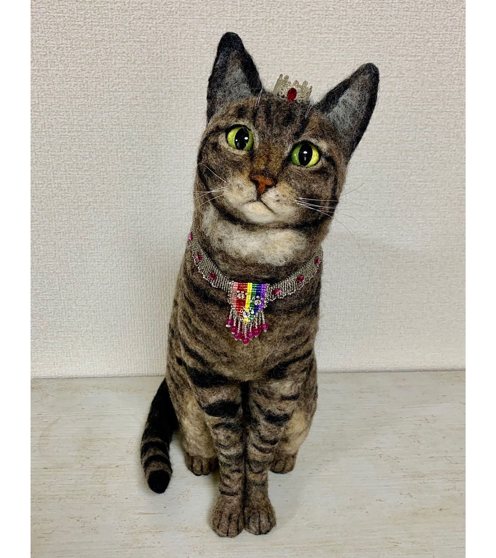 EggnWorks Museum エッグンワークス ミュージアム 羊毛フェルト　ネコちゃんのトート・ショルダーバッグ羊毛フェルトアートMaron