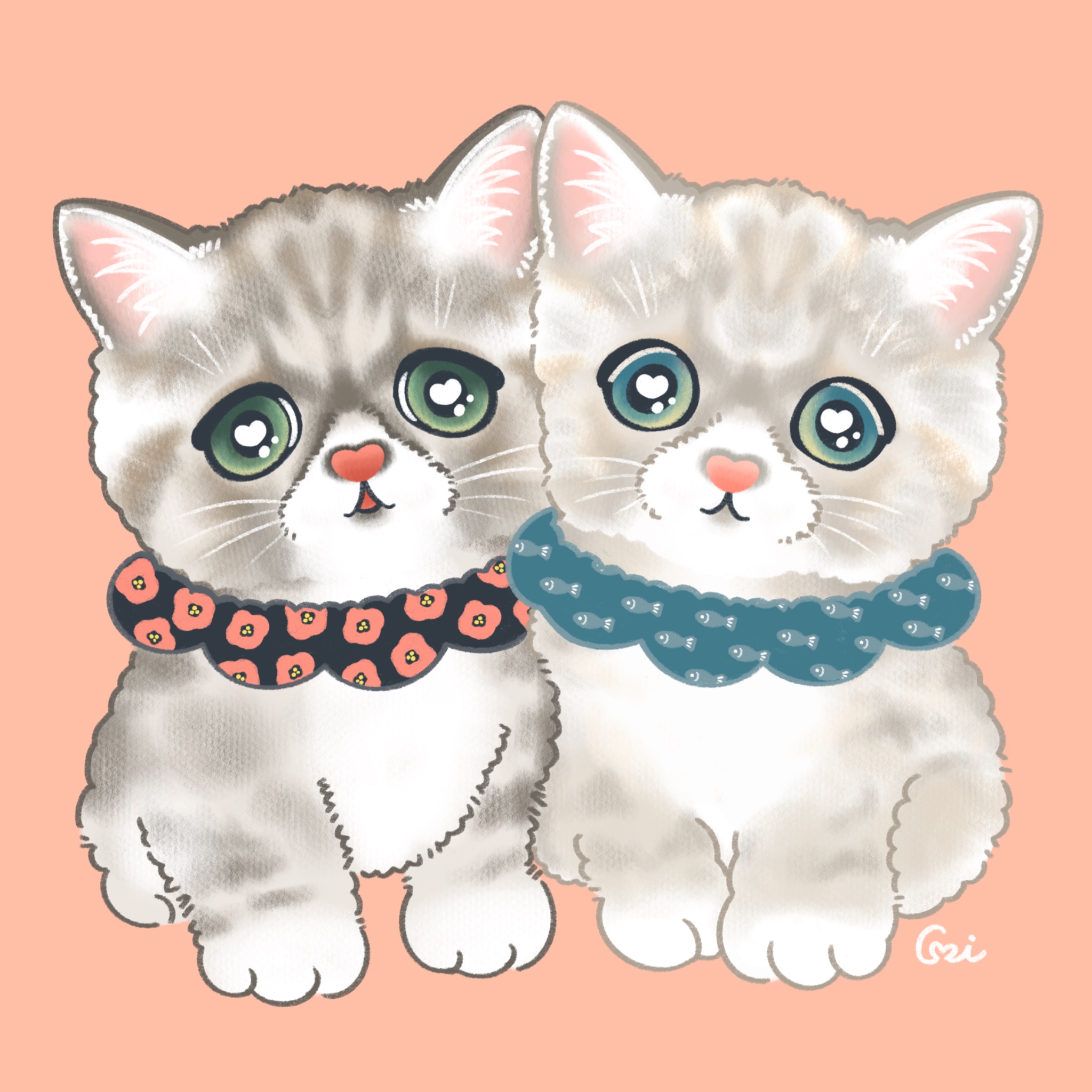 全国デザイン選手権　ポストカード　ステッカー　ツクルヒトタチ博in京都文化博物館2025 EggnWorks Museum エッグンワークス ミュージアム うるうるお目目の子猫兄弟mofuchibi